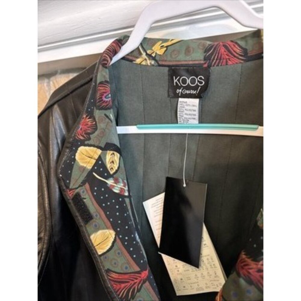 Koos Of Course NEW Reversible Green Feather Artsy Drape Coat Jacket Sz 3X - Picture 9 of 11